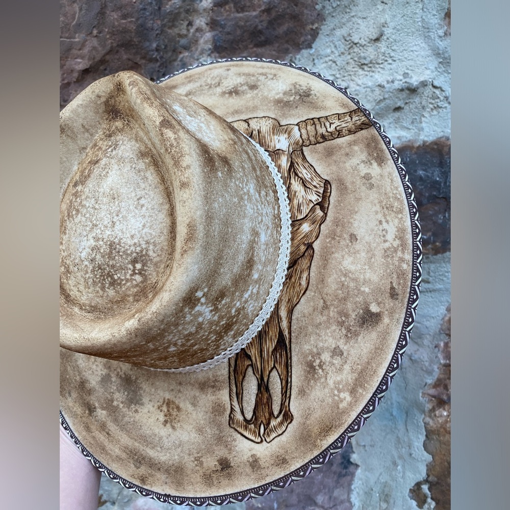 Nwt OS Olive & Pique Hand burned hat - Picture 8 of 10